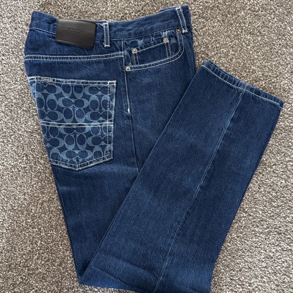 💙😍Coach Dark Blue Straight Leg Jeans 👖 unisex size28 - Picture 12 of 16